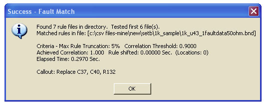 Fault Match message box